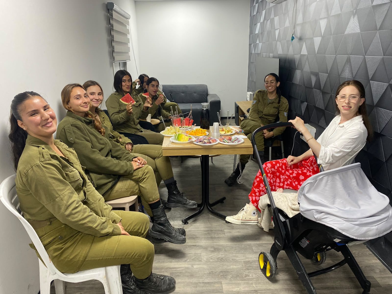 Women soldiers gathering