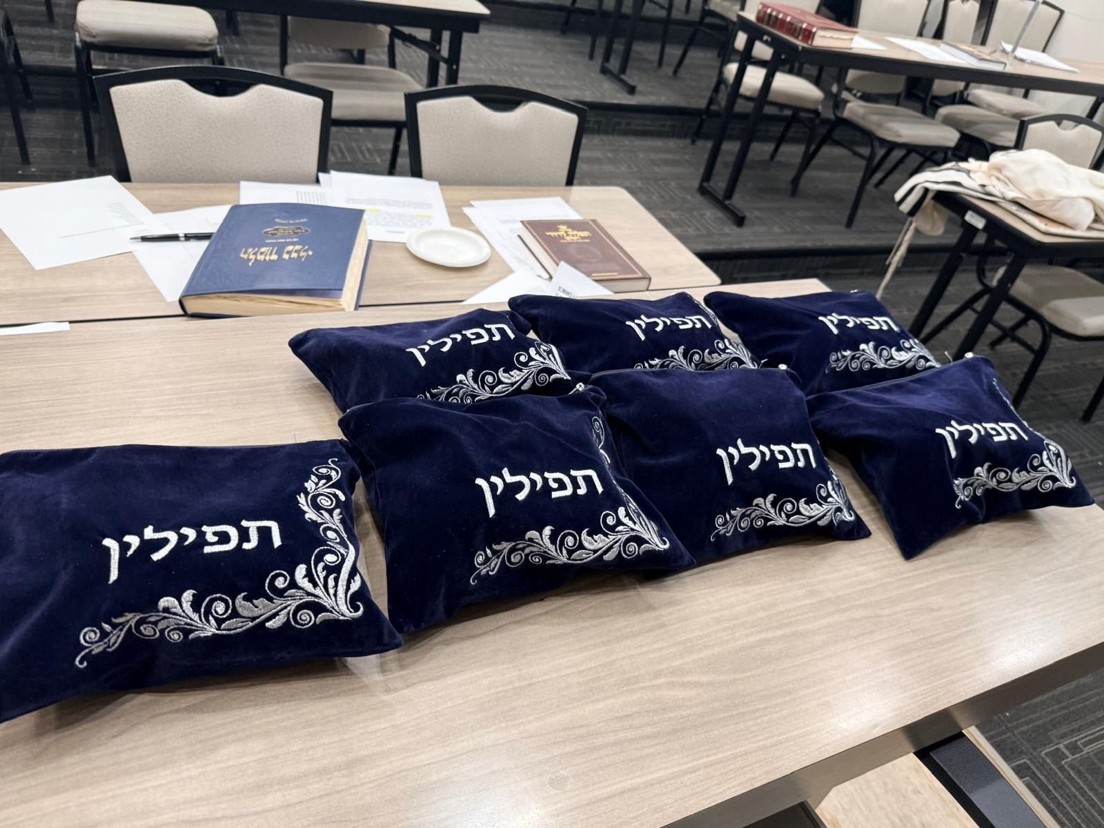 Tefillin bags ready to distribute